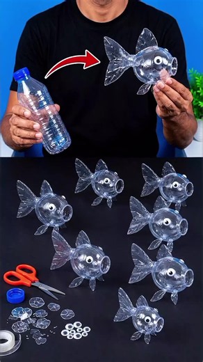 Turn a Plastic Bottle Into a Beautiful Fish! A Creative Best-Out-of-Waste Recycling Idea #plasticbottlecraft #fishcraft #recycledcraft #foryou #fyp