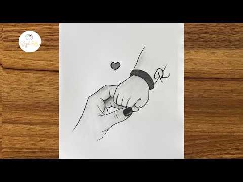 How to Draw a Baby Holding Mother's Hand || Easy drawing for beginners || Pencil sketch drawing