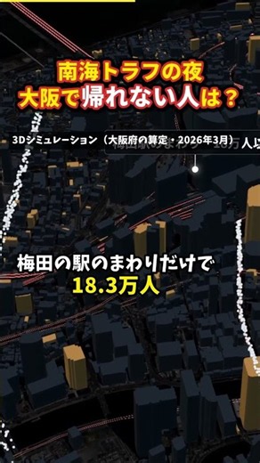 南海トラフの夜、大阪で帰れない人は149万人｜あなたは何時間歩く？