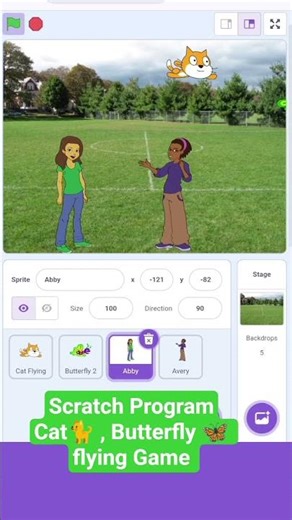 Scratch program cat 🐈 Butterfly 🦋 flying Game