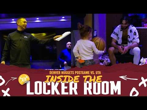 Mini Mal With The Game Ball 💙 | Inside The Denver Nuggets Locker Room After Win vs. UTA
