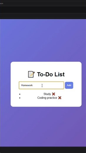 To-Do List App in HTML CSS JS 💻 | Mini Project for Beginners 🔥 #shorts