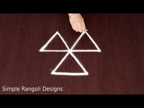 New Muggulu Designs Simple 3-2 Dots Rangoli with Easy Flower Kolam