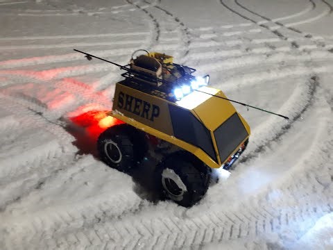 Tamiya GF-01 SHERP in the snow at night