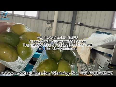 Cherry Apple Strawberries Lemon Tray Skin Vacuum Packing Machine Test for The USA Customer