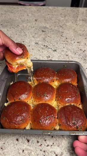 Pepperoni Pizza Sliders 🍕🍔 quick and easy. Done in 20mins. Ingredients:- - Kings Hawaiian slider buns @KING’S HAWAIIAN - Butter or oil (to grease the pan) - Pizza sauce / marinara sauce - Oregano - Dano’s cheesoning / all purpose seasoning - Mozzarella cheese - Provolone cheese - Pepperoni (optional) *Plain or can substitute with other toppings - Hot honey (optional) - 1 stick garlic & herb butter - Season with oregano Italian seasoning Bake at 350 F for 10–15mins Serve & enjoy! @Dan-O’s Seaso