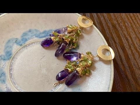 Tutorial Amethyst and peridot cluster Earrings#earrings #earringsdesign #earringslover #jewelry