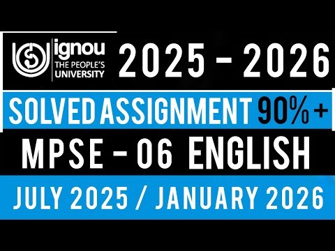 MPSE 06 Solved Assignment 2025-26 | MPSE 006 SOLVED ASSIGNMENT 2025-26 IN ENGLISH | MPSE 06