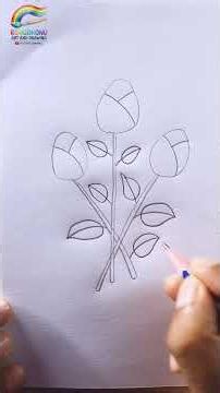 Easy Rose Bud Drawing Step by Step | Simple Rose Flower Drawing