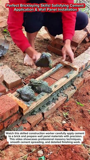 Perfect Bricklaying Skills! Satisfying Cement Application & Wall Panel Installation