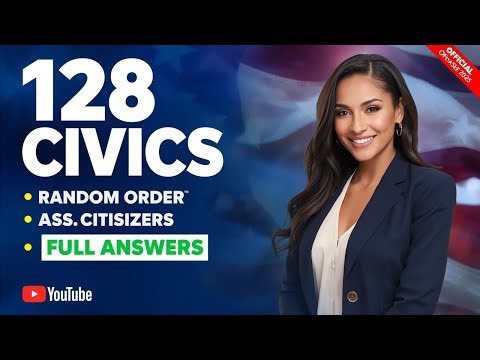USCIS 128 Civics Questions and SIMPLE Answers in RANDOM ORDER |2025 Civics Test US Citizenship #n400