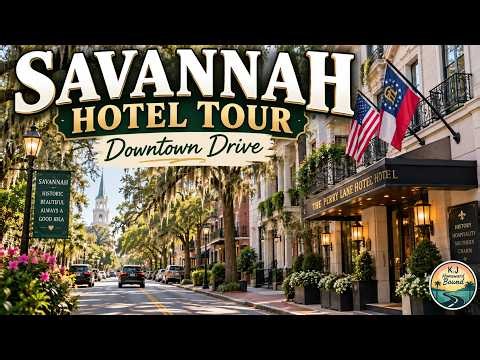 Driving Through Downtown Savannah Georgia | Hotels, Streets & Historic Views