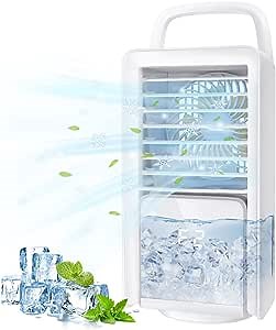 Portable Air Conditioners, USB Personal Evaporative Air Cooler with 12H Timer, 3 Wind Speeds 7 Colors Light, Touch Screen Desktop Cooling Fan with Large Water Tank for Home Room/17