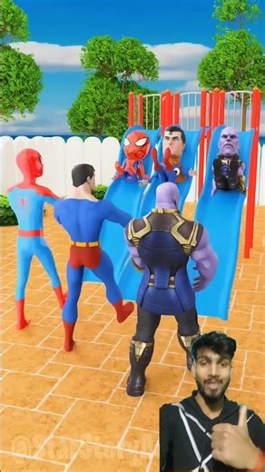 Spider-Man Thanos and Superman Play Slide 😂😂 #shorts #funny #spiderman #cartoon #funny #trending