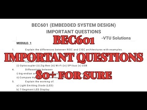 Embedded System Design, Super important questions, BEC601, 22 scheam, 6th sem, ECE Stream