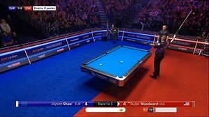SCENES! Shaw fouls on a jump shot and Woodward fends off the 2,000 fans and Shaw to put USA just TWO points from partypoker Mosconi Cup victory! | Matchroom Pool