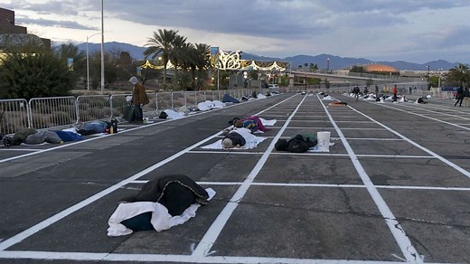 Las Vegas homeless placed in outdoor 'temporary shelter'