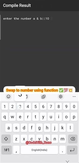 swap two numbers using function in c programming 💯✅️💥#coding #youtubeshorts #clanguage #