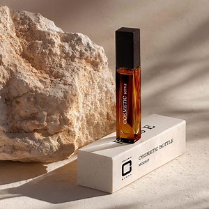 Perfume Oil Bottle Mockup PSD, Luxury Fragrance Packaging & Box Mockup, Professional Branding Ad