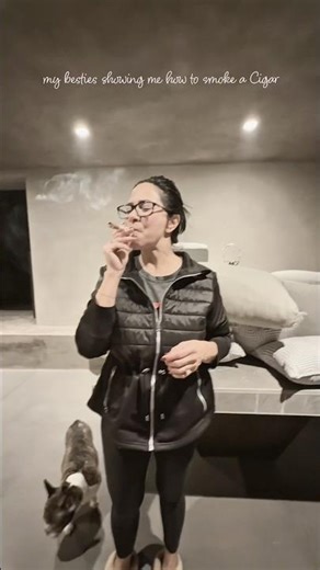 Just a girl learning the art of smoking a cigar 🤍💨Be gentle, I’m new here 😭😂 #cigar
