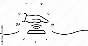 Scan a hand palm. Fingerprints, scanner, scanning, biometric, identity verification, ID confirmation, confirm, recognize. One line drawing animation. Motion design. Animated technology logo. Video 4K. Stock Video