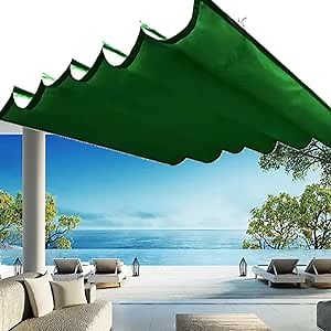 Extendable Shade Awning Sail, Hang Down U Shape Canopy Pergola Cover, PU Polyester Cloth Sun Shade Canopy Cover, with Mounting Kit Sliding Wave Outdoor Shelter