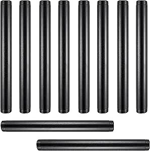 MUZIK 10 Pack Black Pipe Threaded Pipe Nipples, Vintage DIY Shelving Steampunk Furnitur, 3/4 Inches (10 inch)