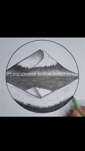​How to Draw a Realistic Mountain Reflection#ArtShorts #PencilDrawing #sketch #landscapeart #drawing