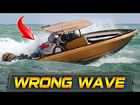 BIG MISTAKE IN CHOPPY WAVES AT HAULOVER INLET ‪@BoatZone‬