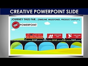 Animated Timelines, Milestones, Product catalog, Photo album slide design in PowerPoint/Train design