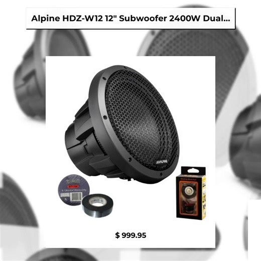 This sound system just raised the bar! 🔥 Unleash the beat with the Alpine HDZ-W12 12 Subwoofer bundle! 🎶 With a powerful 2400W punch, dual 4-ohm configuration, and sleek grille design, this subwoofer will elevate your car audio experience or DJ sessions to a whole new level! Imagine feeling every note and thump as your tracks come alive—can you hear that? 🎧✨ It's not just audio; it's pure sonic joy. Don’t let your bass dreams just be dreams—snag this beauty for only $999.95 before it's gone! 