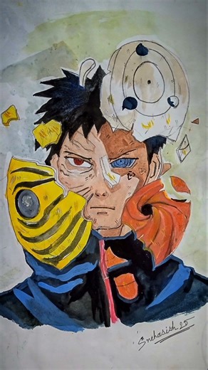 Obito Uchia drawing || ( Part -2) 🖤💥 #obito #drawing #youtubeshorts