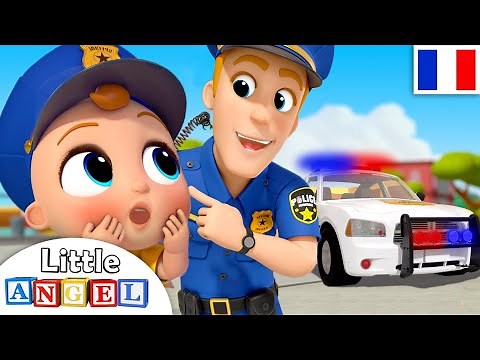 Bébé conduit une voiture de police | Comptines pour Bébé | Little Angel Français