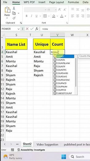 ✨ UNIQUE Function in Excel – Remove Duplicates Instantly!
