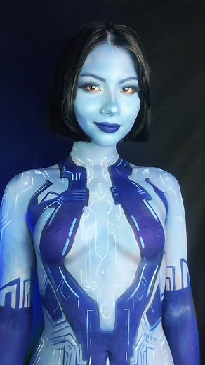 Cortana Cosplay Body Paint Transformation