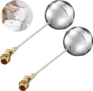 3/4“ Thread Float Ball Valve, 2 Packs Automatic Water Level Control Floating Ball Valves for Water Tank, Water Float Valves with Adjustable Arm for Livestock Waterer