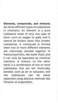 Elements compounds and mixtures