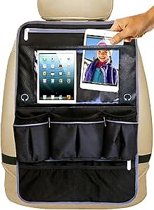 Car Seat Organizer - Premium Kick Mat, Back Seat Protector with Touch Screen Tablet Holder for Kids