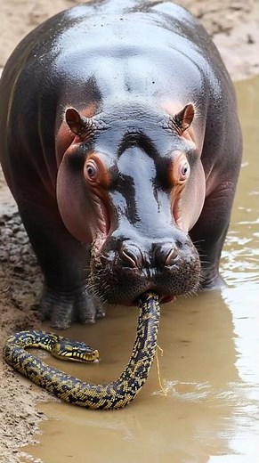 Epic Hippo VS Snake Battle in the Animal Kingdom!