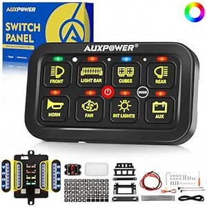 Auxpower 6 Gang Switch Panel Toggle Momentary Pulsed Led Switch Panel RGB Dimmable Switch Panel Auxiliary Circuit Control Relay System Automotive Switch Panel for Truck Boat Car(RGB A26 Switch Panel)