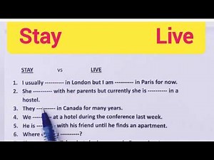 English Grammar: STAY vs LIVE ✍️ When do we use them? English Boost with a Light Quiz