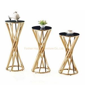 [Hot Item] Hotel Lobby Furnitur Wedding Aisle Flower Rack Iron Gold Matte Display Stand