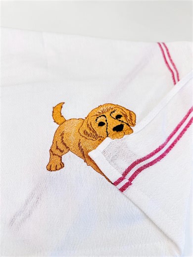 Cute Playing Golden Retriever Puppy Dog Mama Kitchen Dish Towel Pet Animal Kids Machine Embroidery Designs ITH Project Simply in the Hoop - Etsy