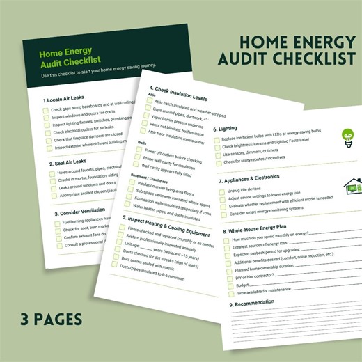 Home Energy Audit Checklist | 3-page Comprehensive Guide | Digital Download - Etsy