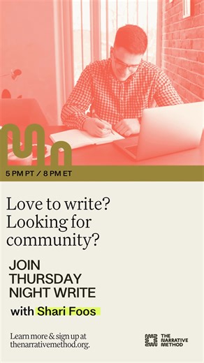 Get social and unleash your creativity with stress-free, judgement-free, short-form writing based on pictures and prompts. "Thursday Night Write" is open to 18+. Sign up, show up and join a growing community. Online each week - all from the comfort of home. | The Narrative Method | Facebook