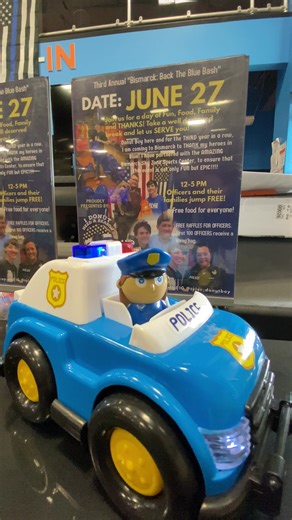 😃😃BACK THE BLUE BASH!😃😃 Tuesday, June 27 from Noon-5pm! Play friendly games with the police officers! Come to see police horses, police dogs, and police vehicles! See the diving equipment, and see the diving team! We will have plenty of free food, including hot dogs, pizzas, lemonade, and water, as well as root beer from the Laughing Sun Brewing Company. And what would a police event be without donuts? 😛 | Sky Zone Bismarck