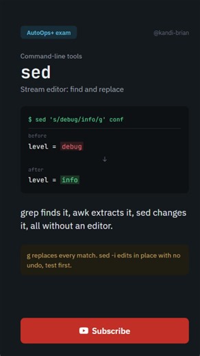 sed Short for Exam Prep | AutoOps+ Command-Line Tools #comptia