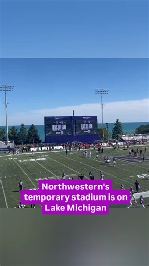 Northwestern constructed the facility to use while their home stadium, Ryan Field, is being rebuilt (via @joriparys) #northwestern #field #stadium #lake #lakemichigan #view #cfb #college #football | Sports Illustrated