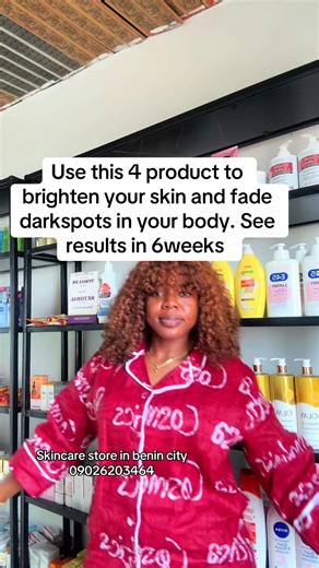 Brighten your skin and fade darkspots on your body in 6 weeks with 4 products Extract herbal whitening soap Cosmo lightening body scrub Abbott 4% hydroquinone cream Nivea perfect radiant body lotion N28,000