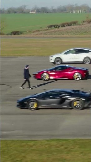 Lamborghini VS Ferrari VS Tesla in drag race! #car #carslover #supercars #automobile #carsound